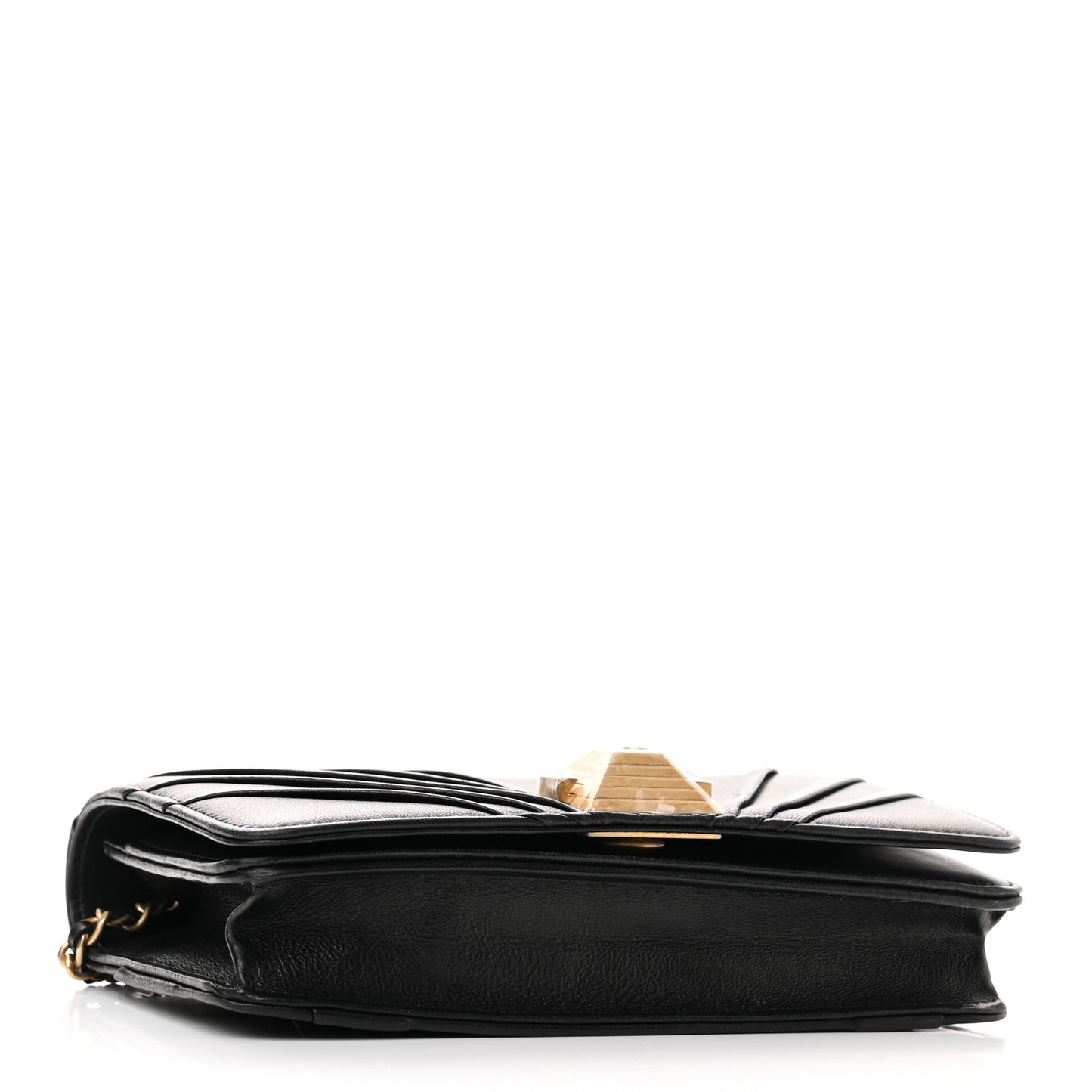 Lambskin Pyramid Wallet On Chain WOC Black