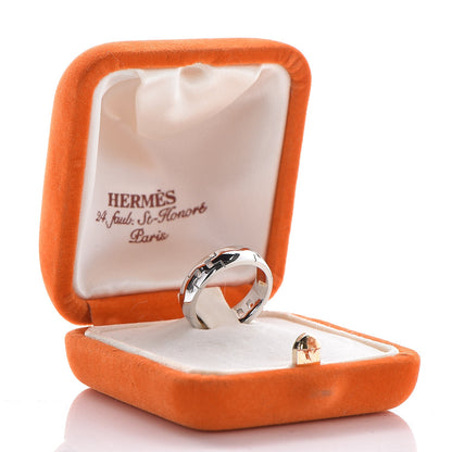 Hermes 18K White Gold Hercules H Ring 50 5.25 7 of 7
