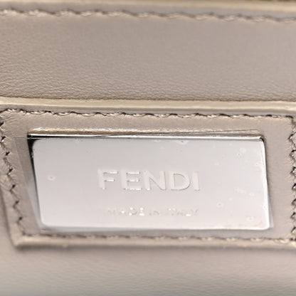 Fendi Vitello Seta Shiny Nappa Medium Peekaboo Iconic Satchel Carbone Grigio Polvere 8 of 12