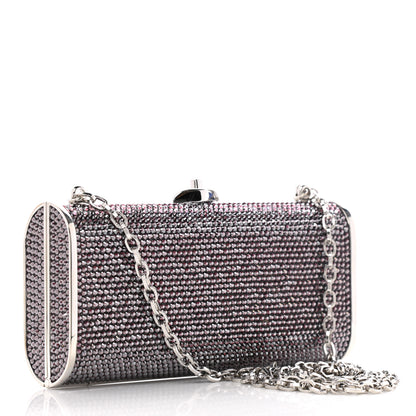 Judith Leiber Swarovski Crystal Minaudiere Clutch Silver Purple 2 of 8