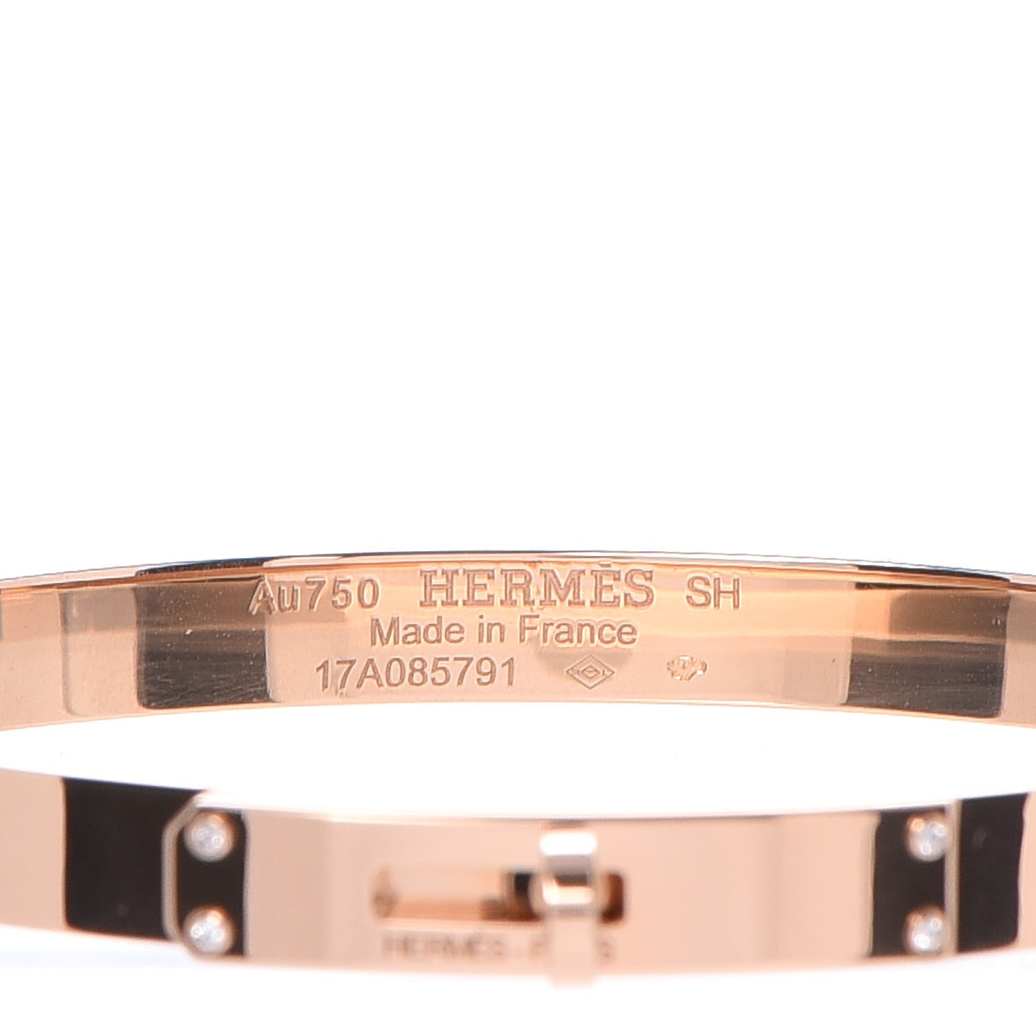 Hermes 18K Rose Gold Diamond Kelly PM Bangle Small 3 of 6