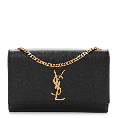Saint Laurent Grain De Poudre Medium Classic Monogram Kate Satchel Black 1 of 9