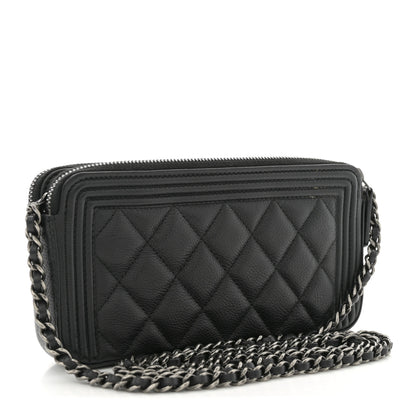 Chanel Caviar Quilted Small Boy Clutch With Chain Black 3 of 12