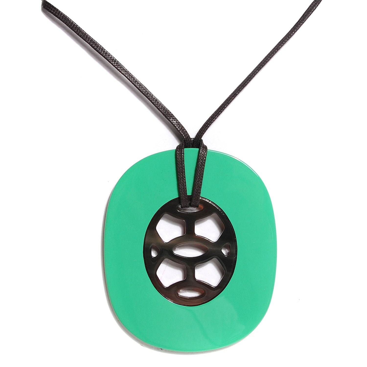 Hermes Buffalo Horn Lacquer Lift Necklace GM Bambou 1 of 5