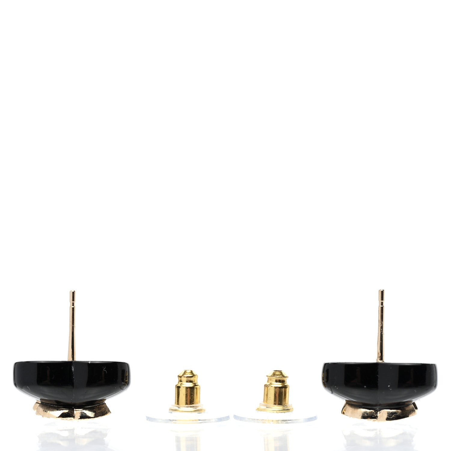 Chanel Resin Crystal CC Heart Earrings Black Gold 3 of 5