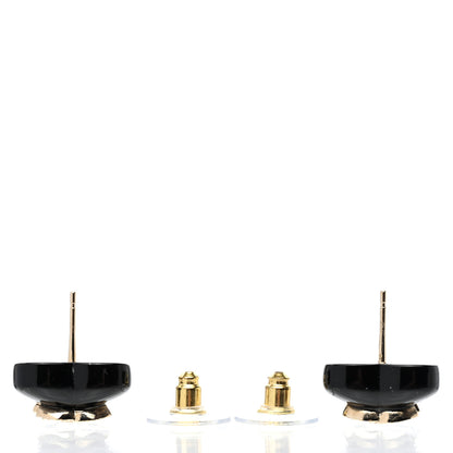 Chanel Resin Crystal CC Heart Earrings Black Gold 3 of 5
