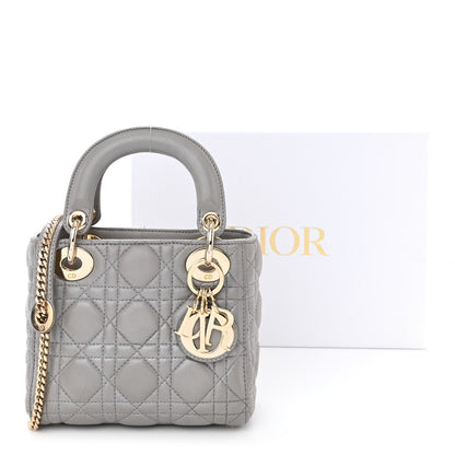 Christian Dior Metallic Lambskin Cannage Mini Lady Dior Grey 14 of 14