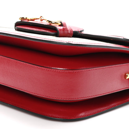 Gucci GG Supreme Monogram Azalea Calfskin Horsebit 1955 Shoulder Bag Beige Ebony New Cherry Red 11 of 11