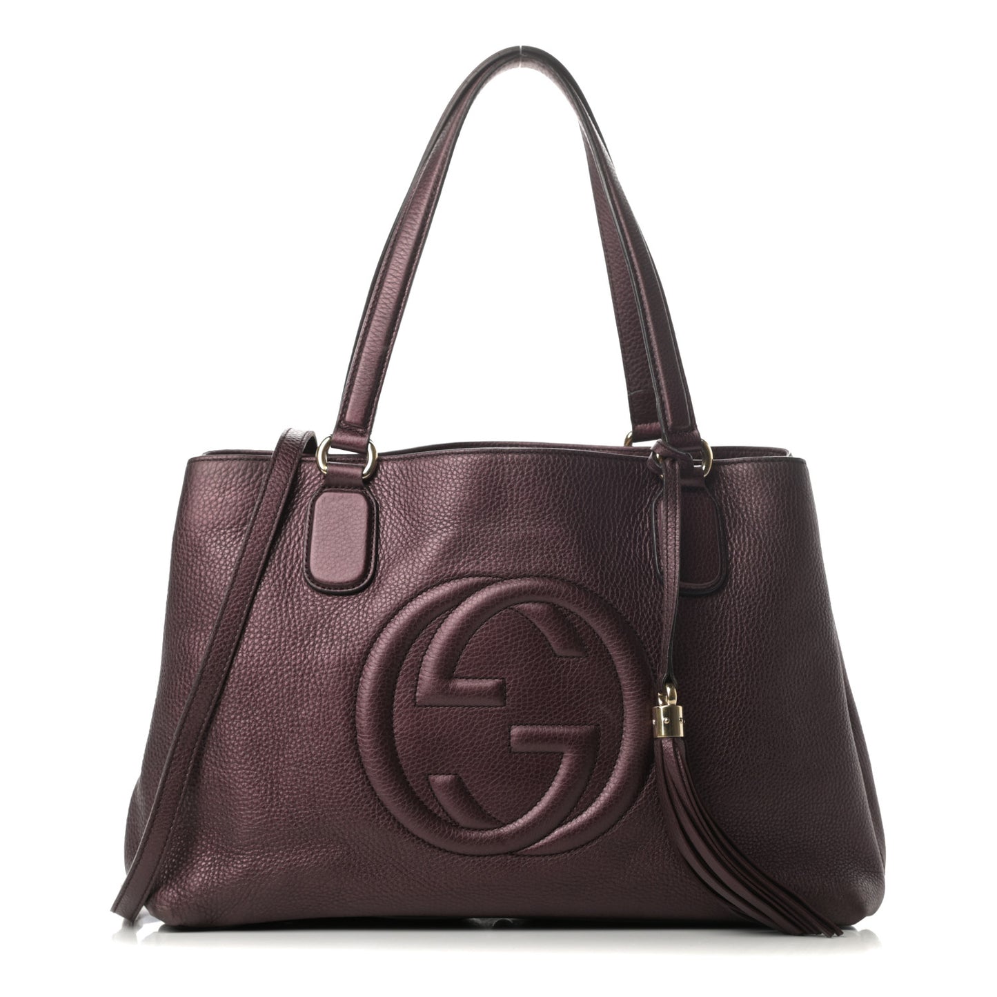 Metallic Cellarius Calfskin Medium Soho Working Tote Classic Burgundy
