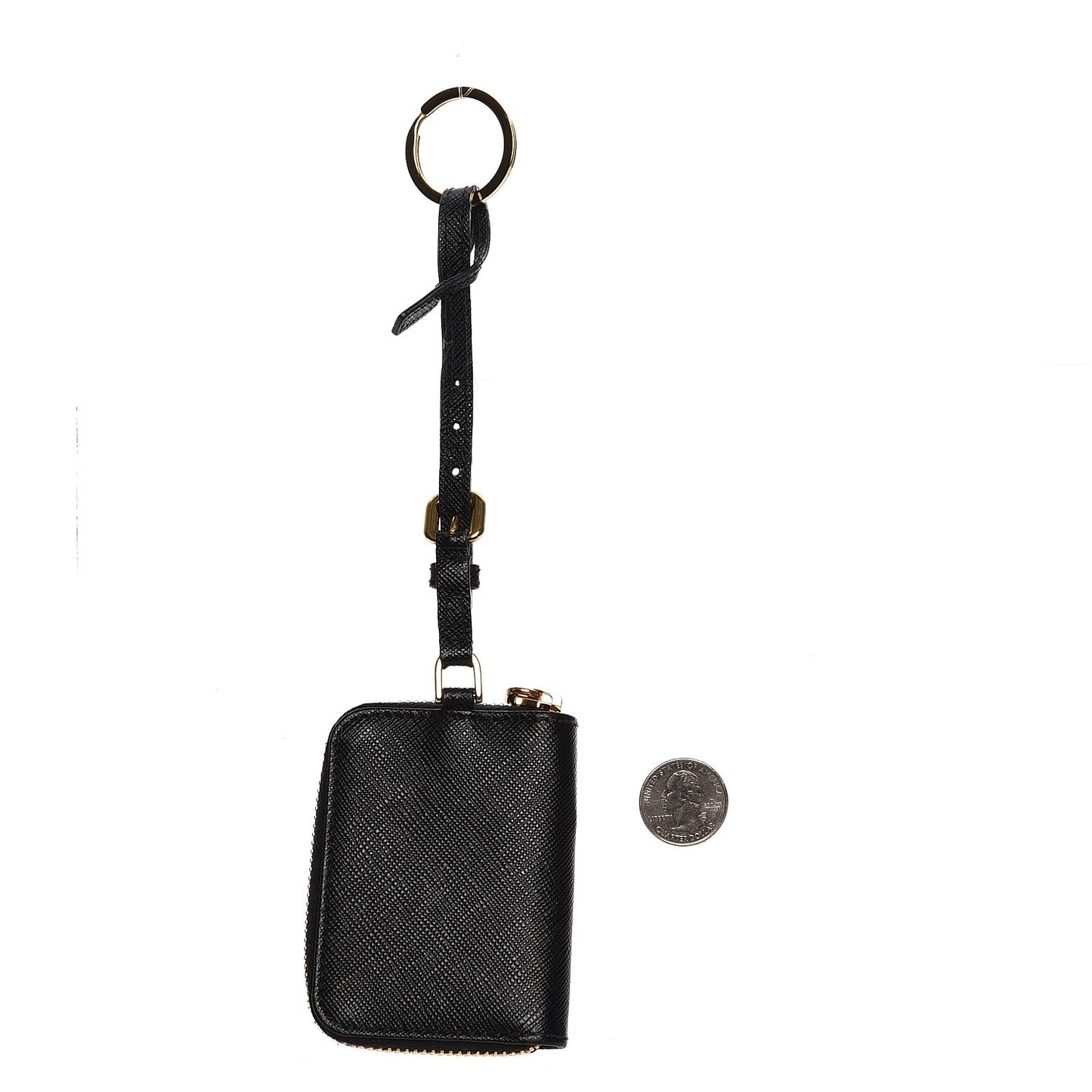 Saffiano Zip Key Pouch Nero Black