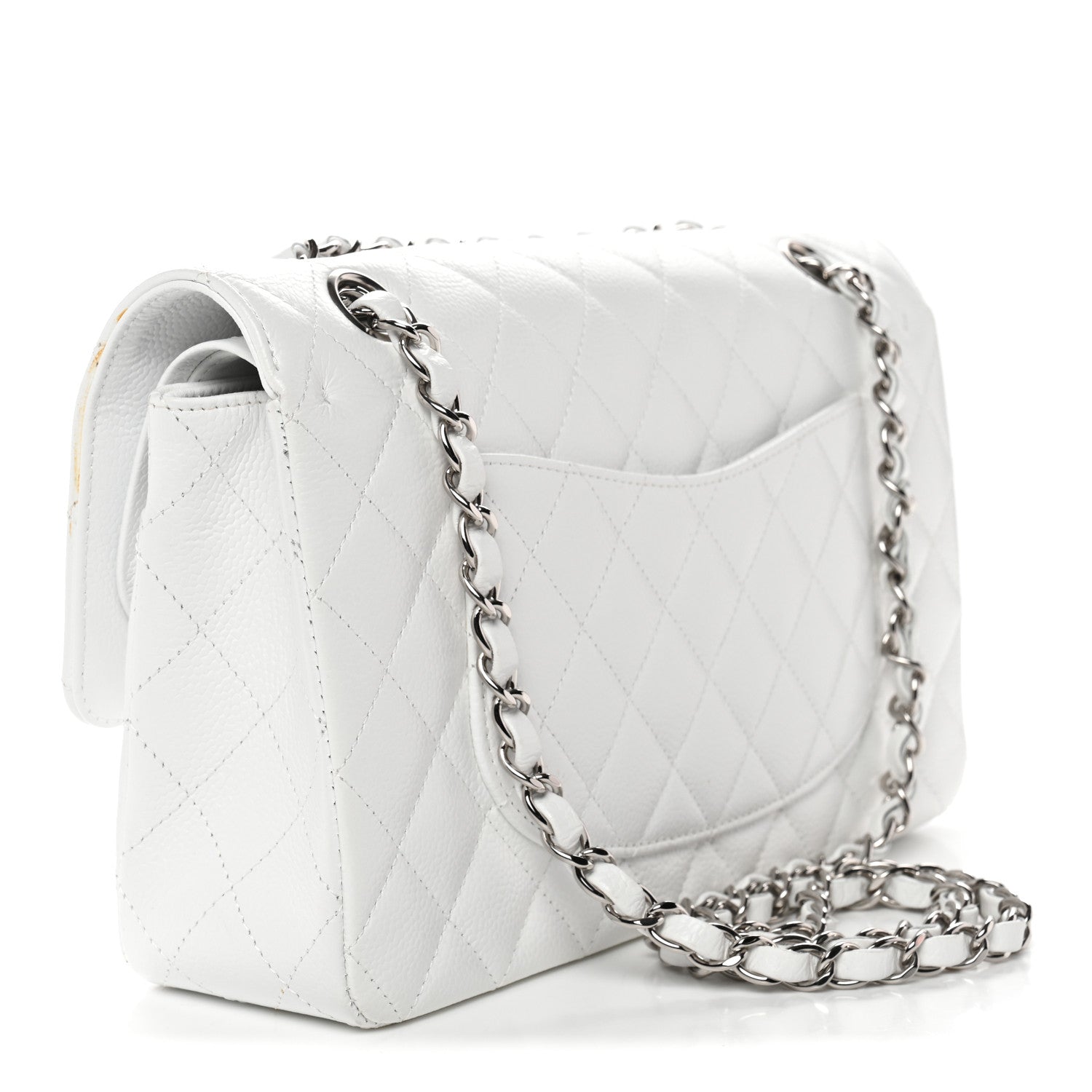 Chanel Caviar Quilted Medium Double Flap White 3 of 14