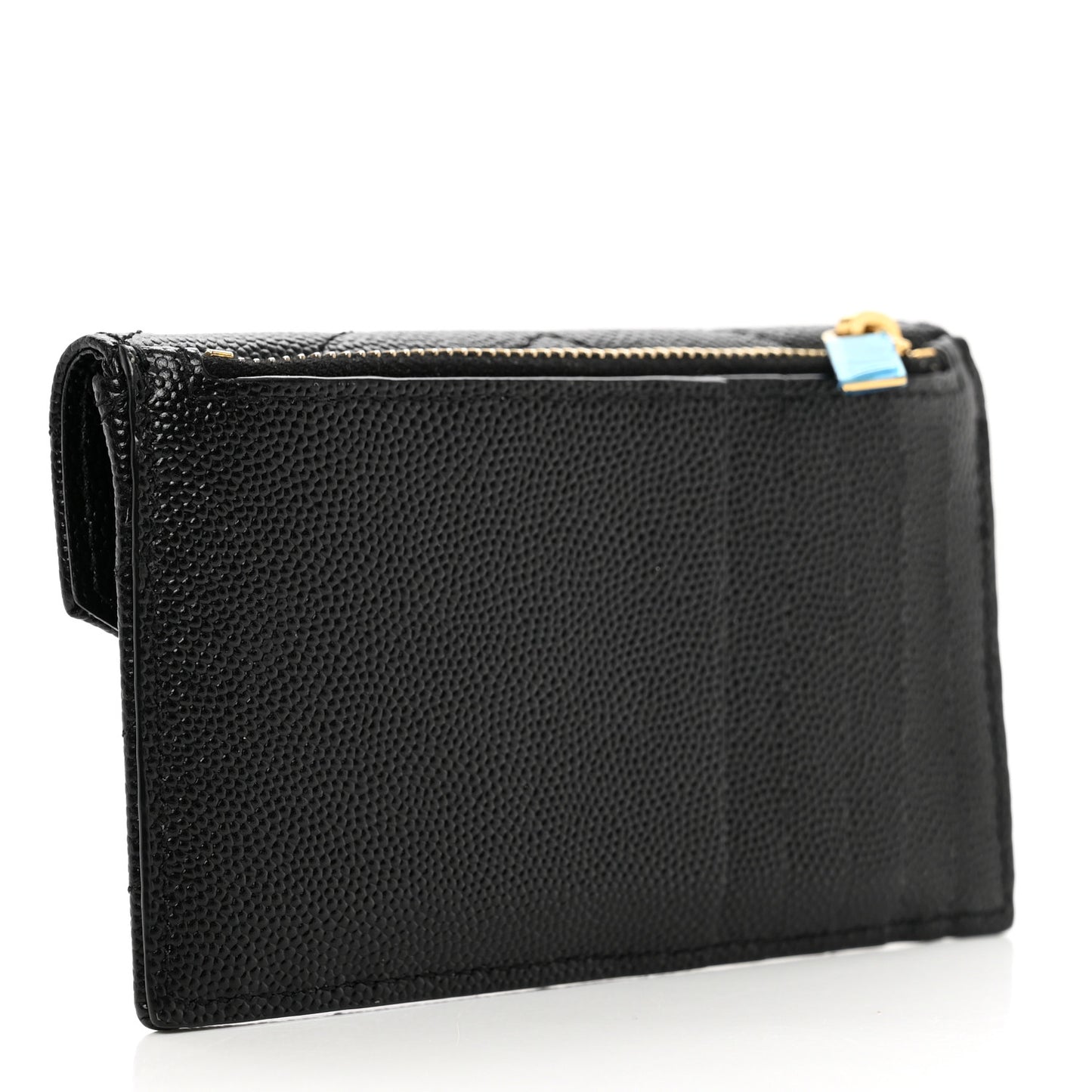 Grain De Poudre Matelasse Chevron Monogram Compact Wallet Black