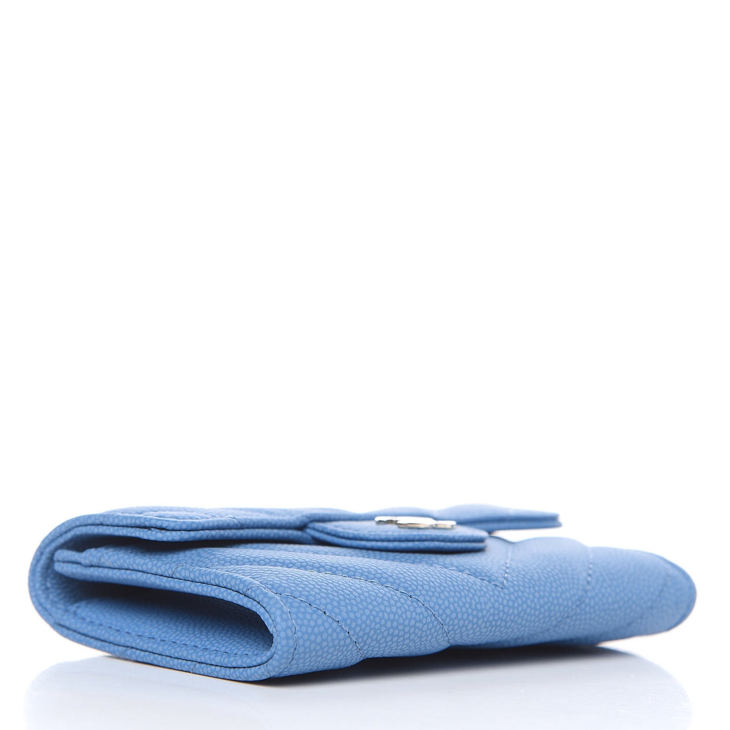 Caviar Chevron Quilted Card Holder Blue