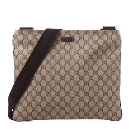 Gucci GG Supreme Monogram Medium Flat Messenger Bag Dark Brown 1 of 9