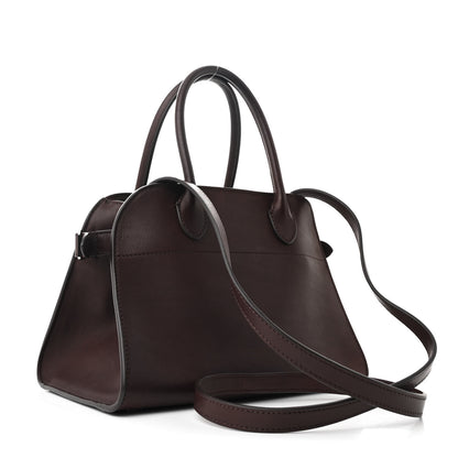 The Row Polished Saddle Calfskin Soft Margaux 10 Bag Dark Brown 3 of 10