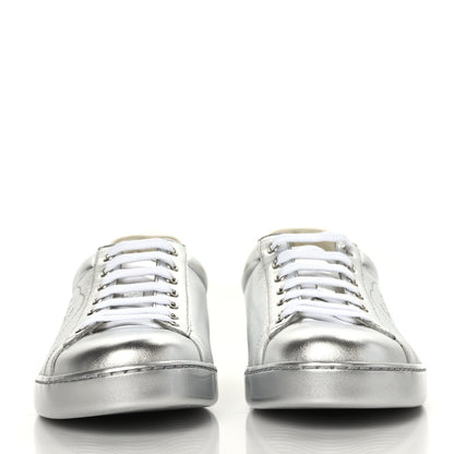 Gucci Metallic Nappa Interlocking G Perforated Mens Ace Sneakers 10 Argento 2 of 8