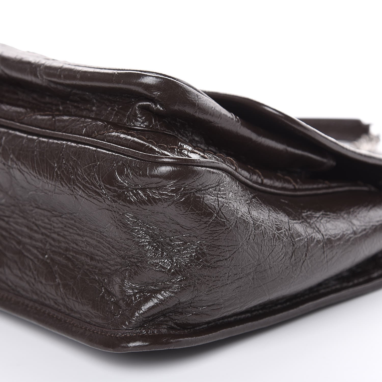 Saint Laurent Crinkled Calfskin Matelasse Monogram Medium Niki Chain Satchel Western Moka 9 of 9