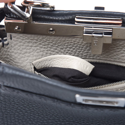 Fendi Cuoio Romano Selleria Bi-Color Mini Peekaboo Iconic Satchel Asfalto Latte 8 of 11