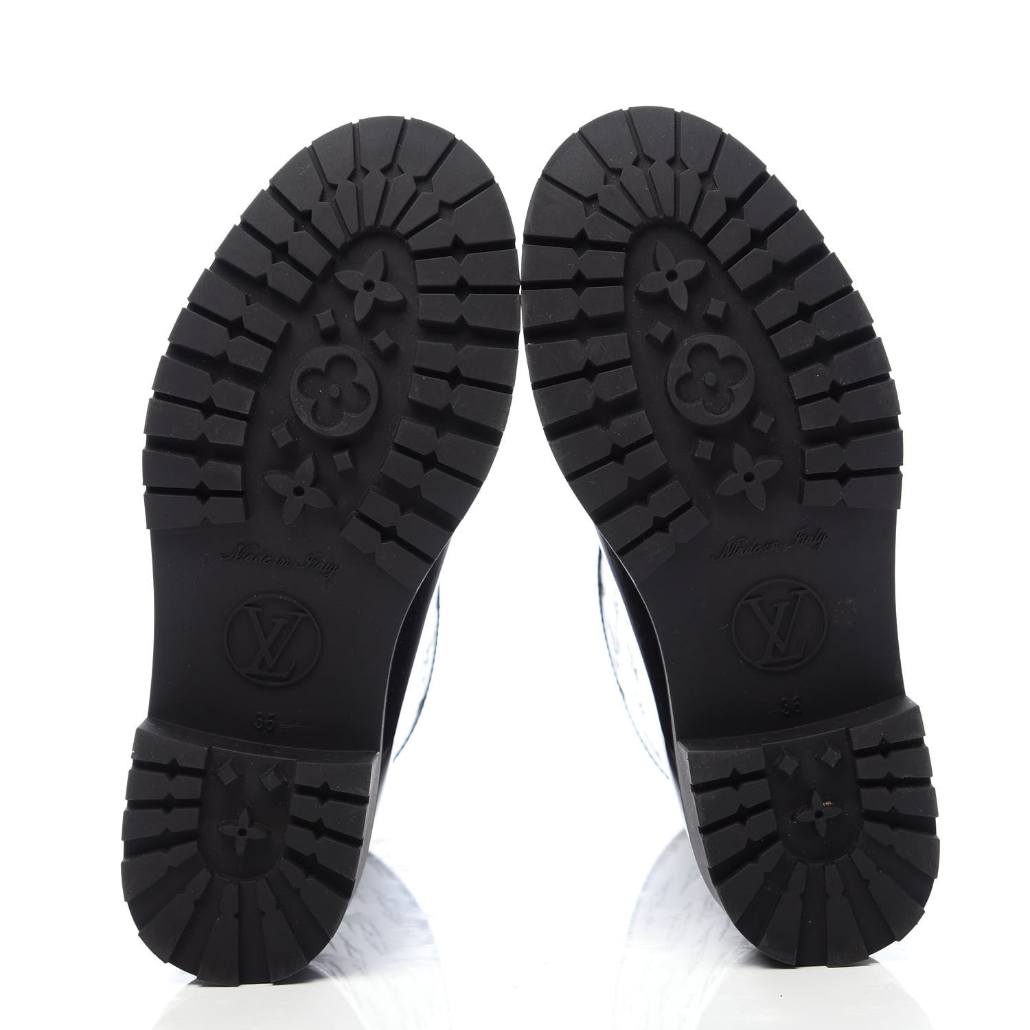 Louis Vuitton Rubber Embossed Monogram Drops Flat Half Boots 36 Black 5 of 7