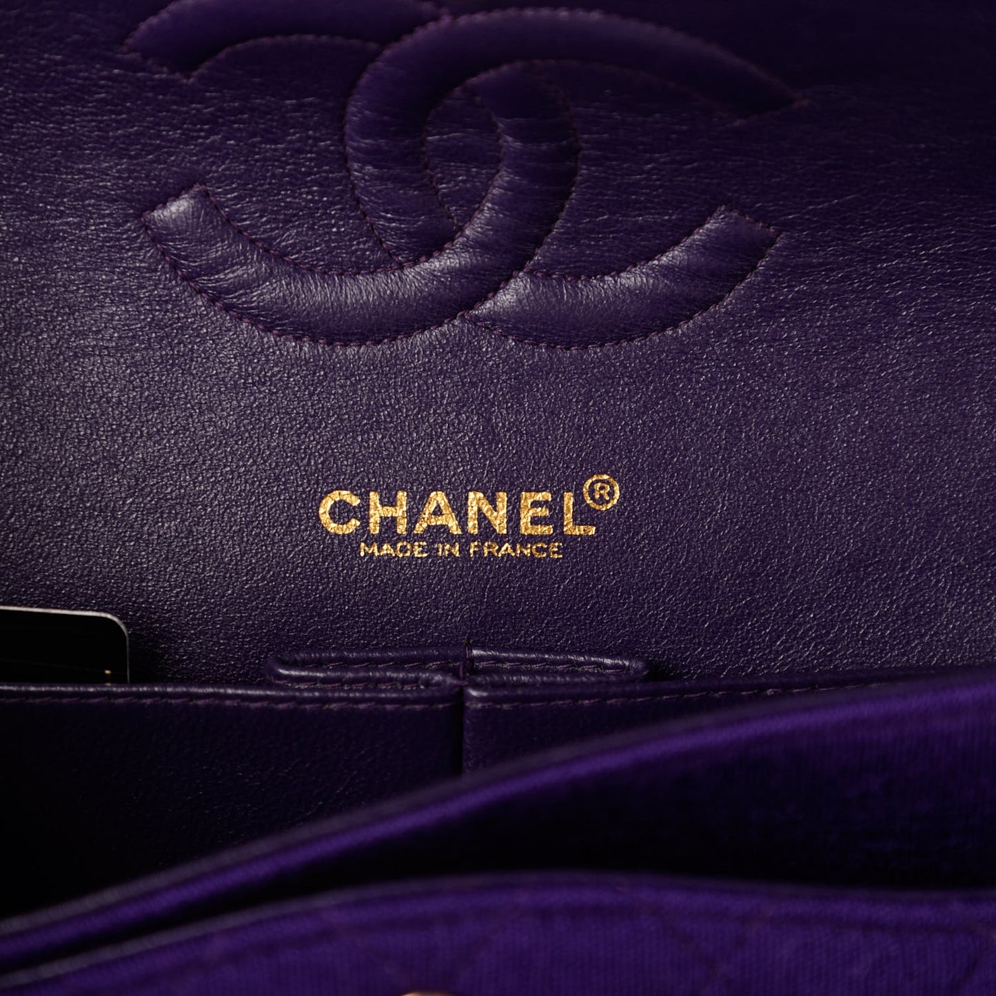 Jersey Quilted Medium Double Flap Bijoux Chain Purple