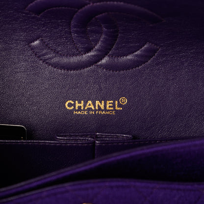 Chanel Jersey Quilted Medium Double Flap Bijoux Chain Purple 6 of 9