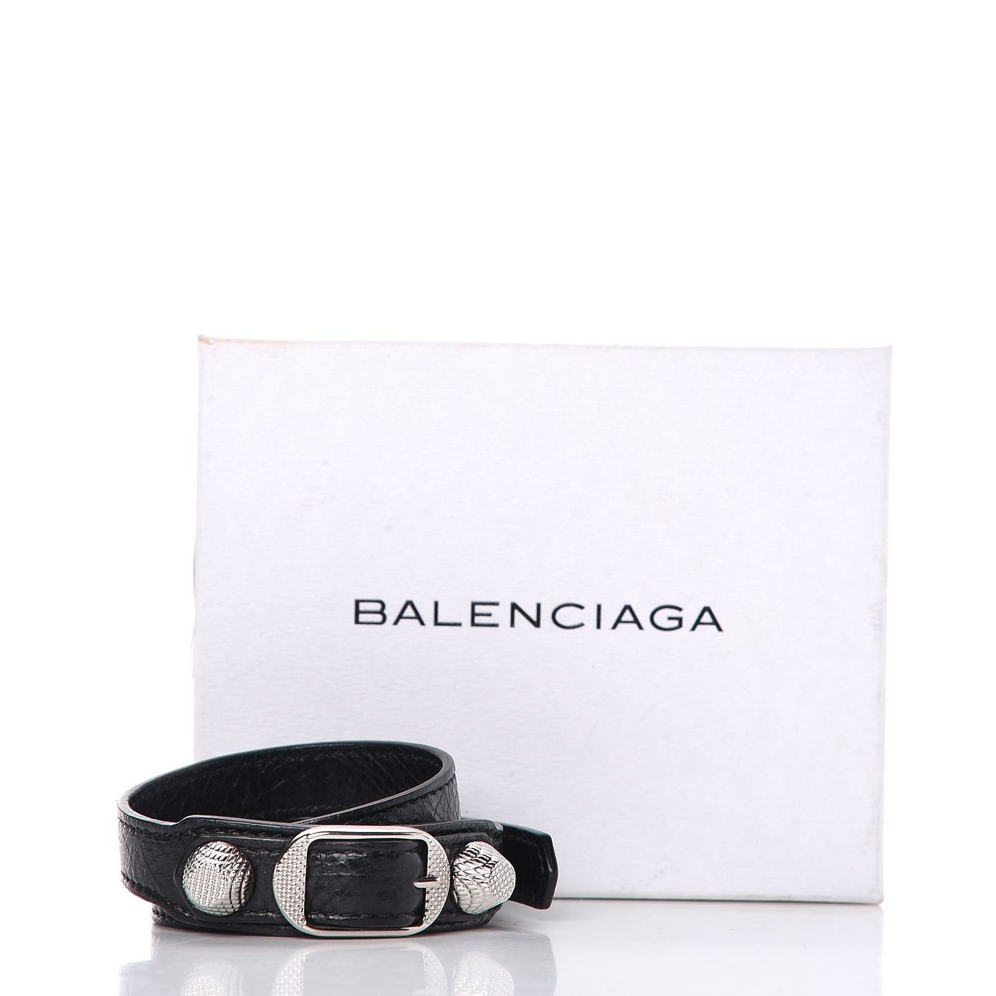 Agneau Giant Silver Hardware Triple Tour M Bracelet Black