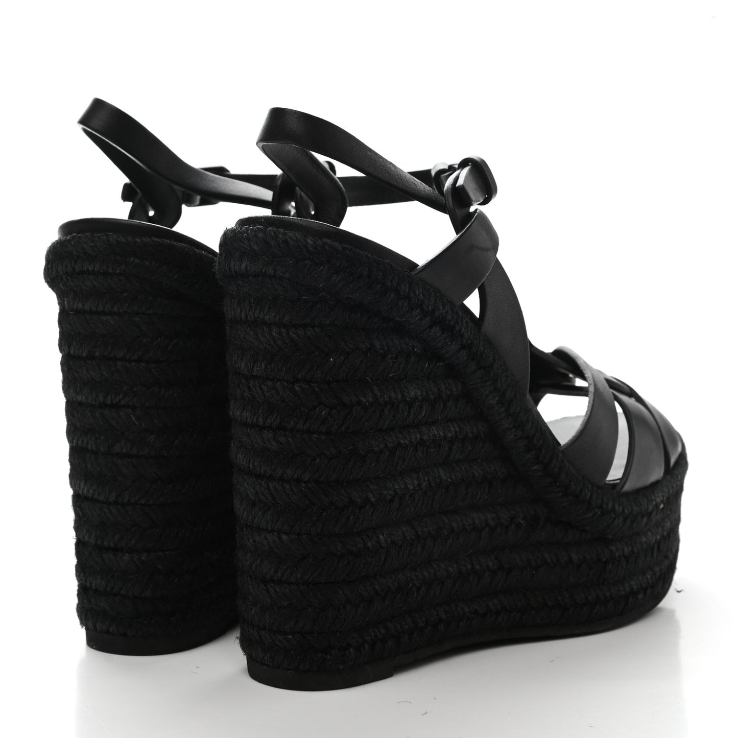 Calfskin 85 Platform Espadrille Wedge Sandals 36 Black