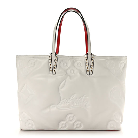 Calfskin Padded Loubinthesky Embossed East West Cabata Tote White