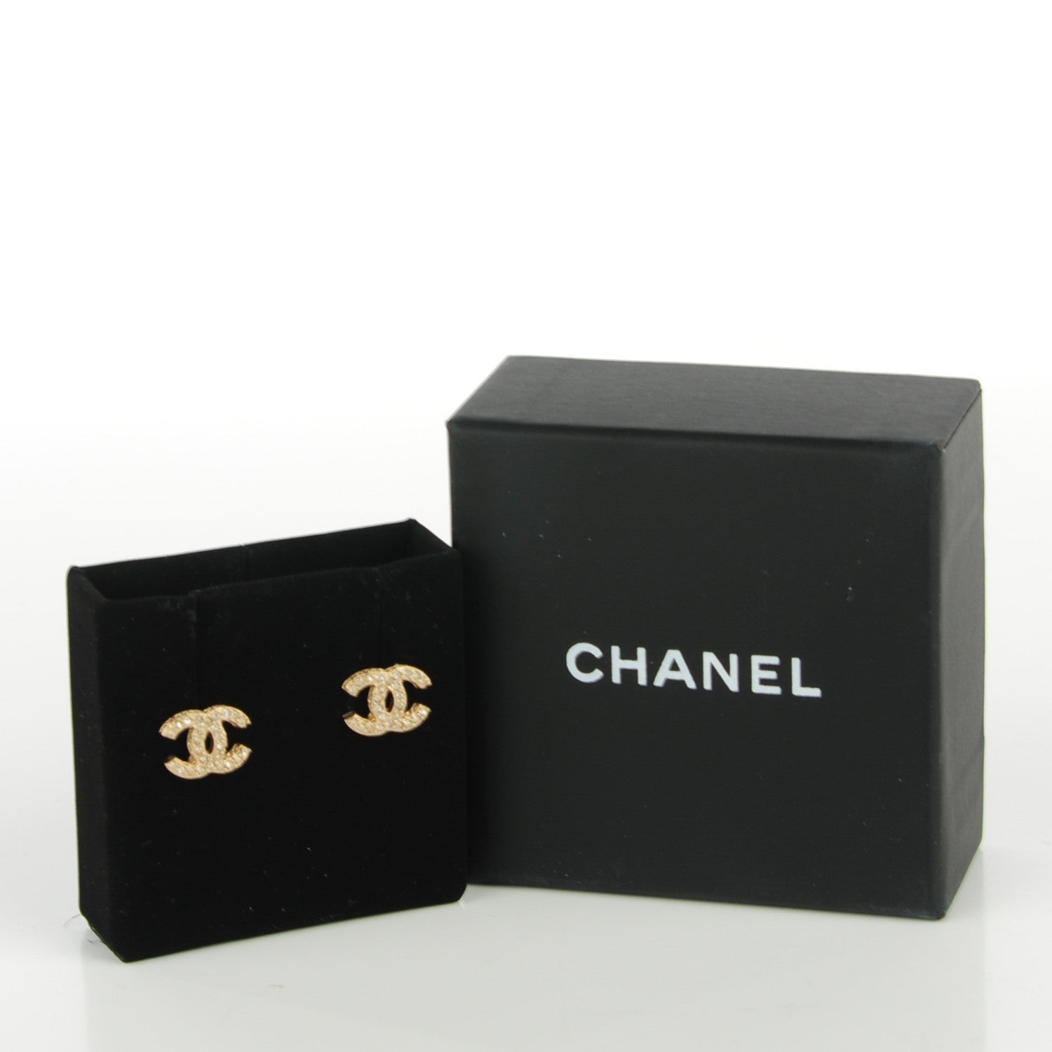 Chanel Crystal Timeless CC Earrings Gold 3 of 5