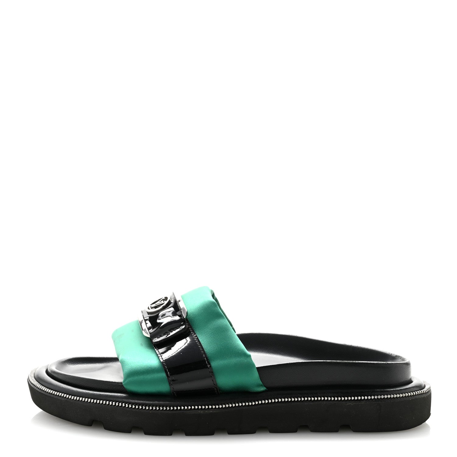 Louis Vuitton Satin Pool Pillow Flat Comfort Mule 38 Green Black 1 of 10