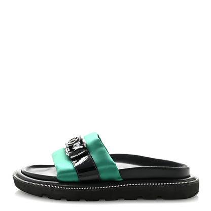Louis Vuitton Satin Pool Pillow Flat Comfort Mule 38 Green Black 1 of 10