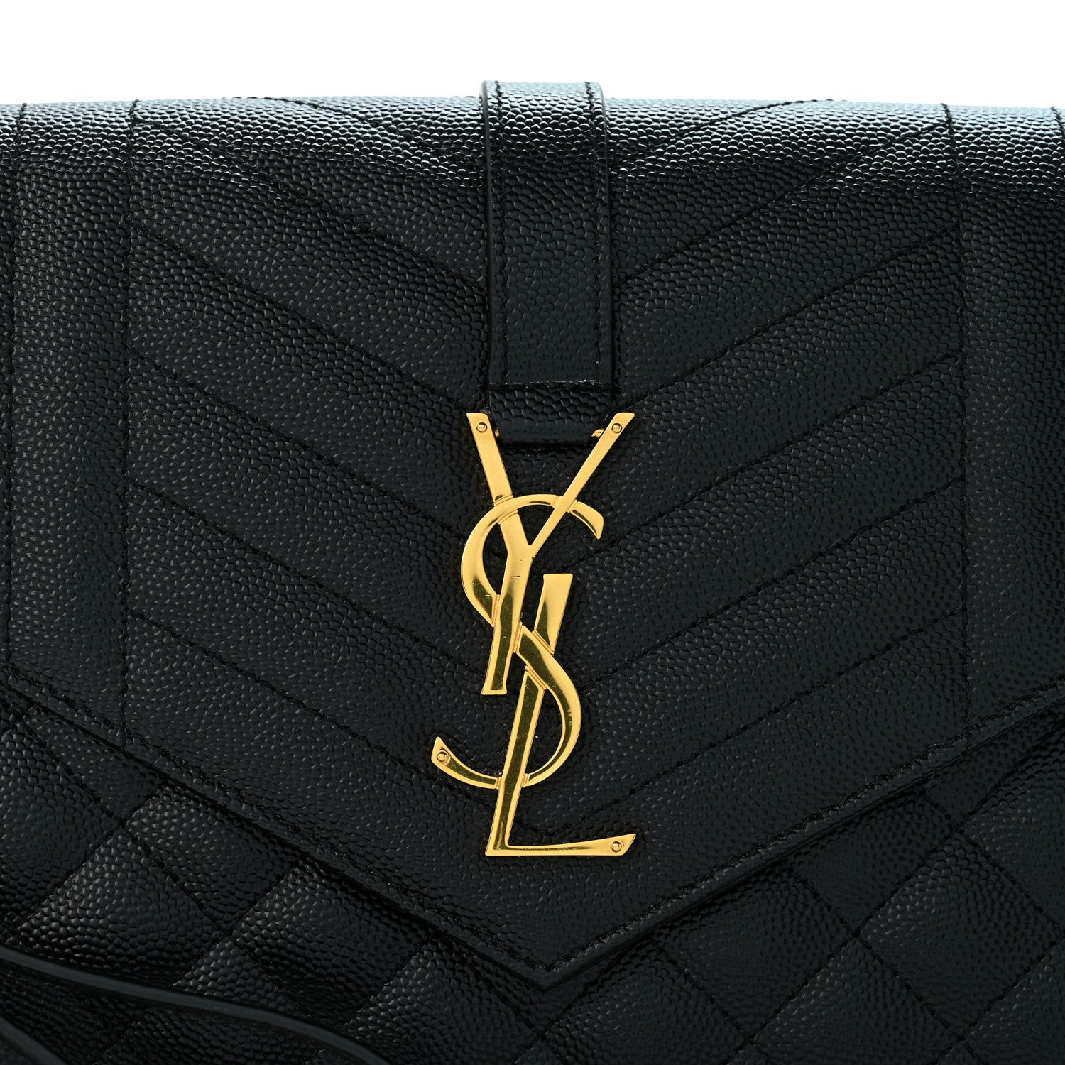 Saint Laurent Grain De Poudre Textured Mixed Matelasse Triquilt Monogram Clutch Black 12 of 13