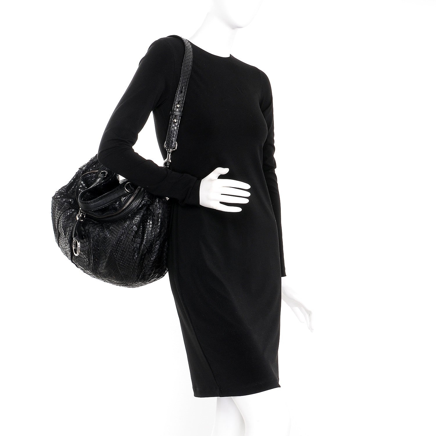Gucci Python Icon Bit Shoulder Bag Black 2 of 10