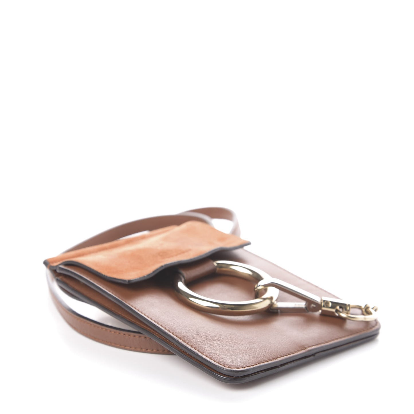 Suede Calfskin Mini Faye Bracelet Bag Tobacco