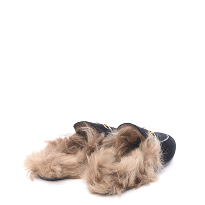 Gucci Velvet Fur Womens Princetown Slippers 40 Black 4 of 8