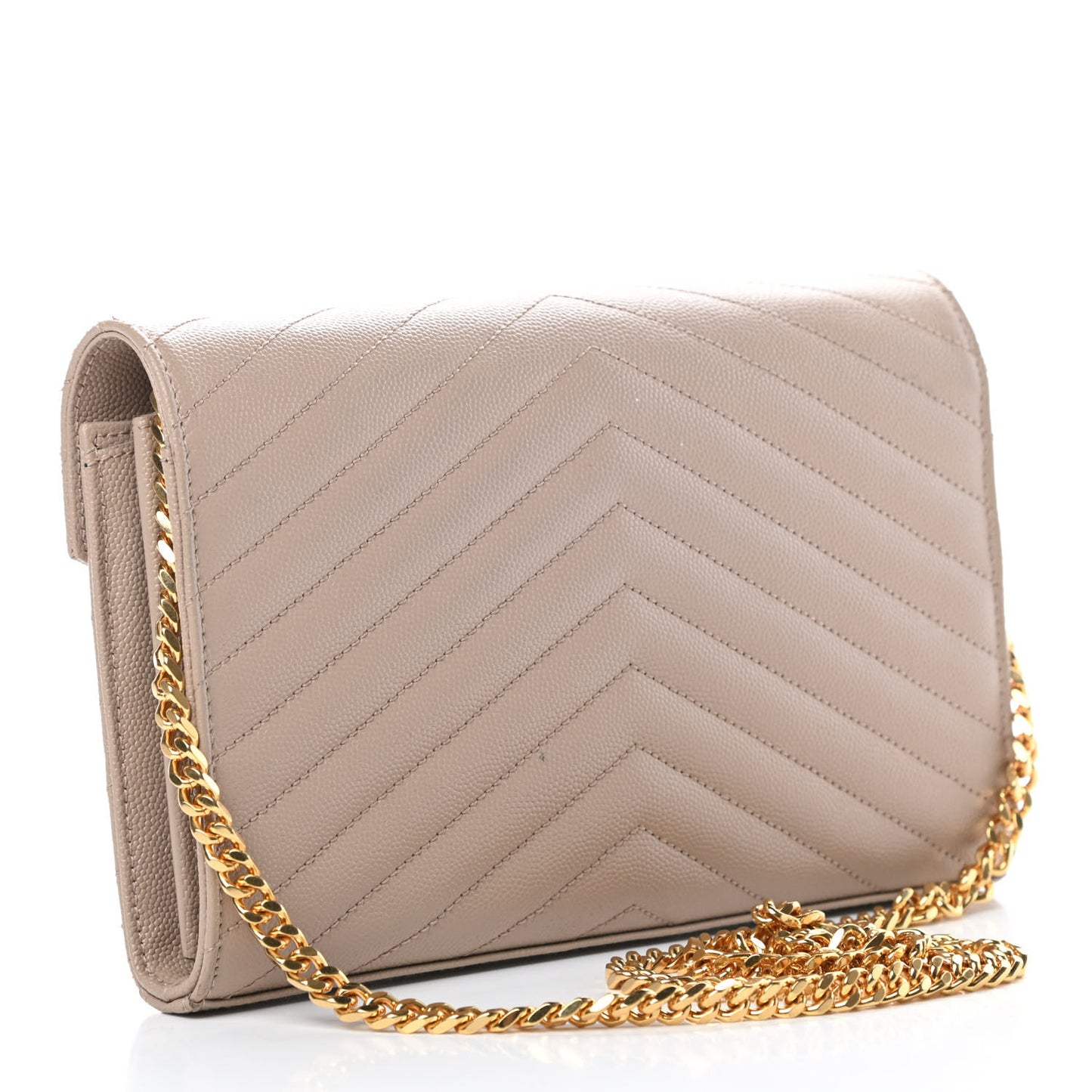 Grain De Poudre Matelasse Chevron Monogram Chain Wallet Nude Powder