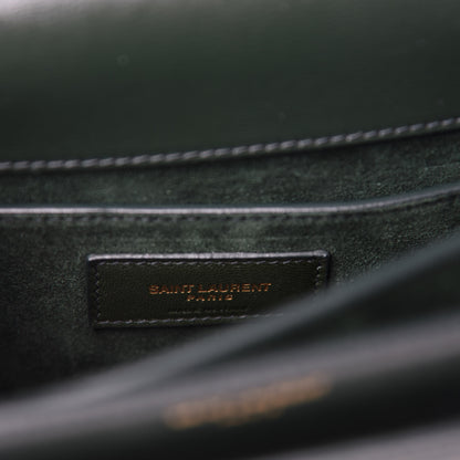 Saint Laurent Calfskin Medium Monogram Sunset Dark Green 8 of 11