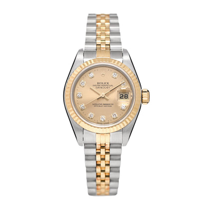 Rolex Stainless Steel 18K Yellow Gold Diamond 26mm Oyster Perpetual Datejust Watch Champagne 79173 1 of 4