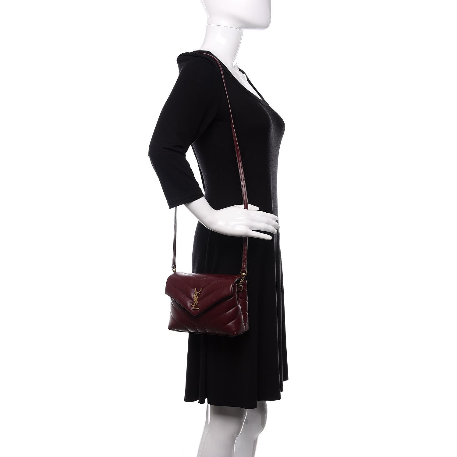 Saint Laurent Calfskin Y Quilted Monogram Toy Loulou Monogram Crossbody Bag Rouge Legion 2 of 12