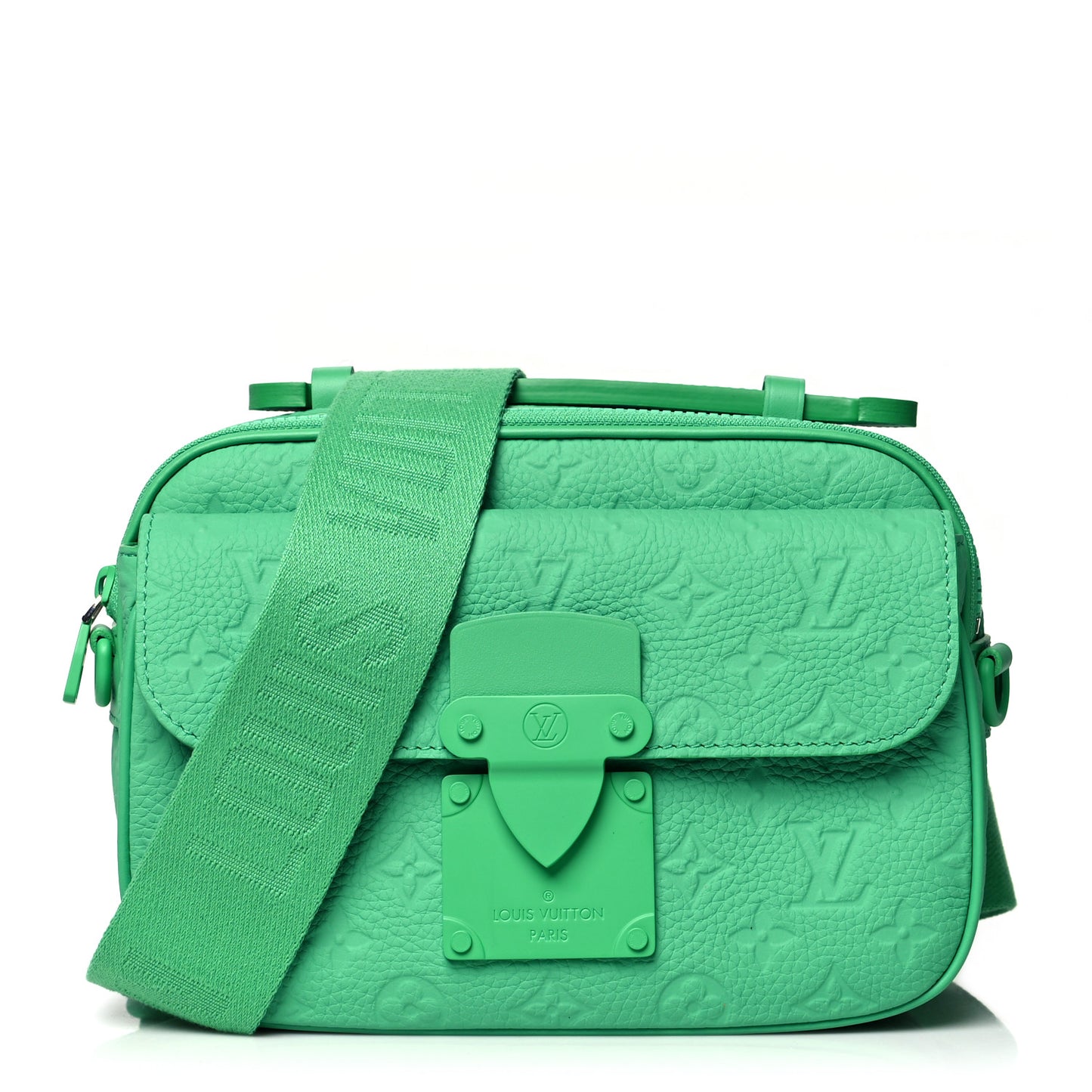 Taurillon Monogram S Lock Messenger Minty Green
