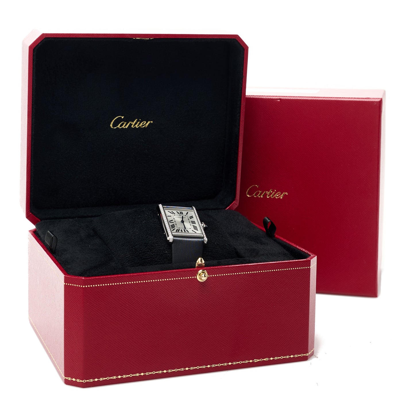 Stainless Steel Satin Diamond 25mm Must de Cartier Tank Quartz Watch