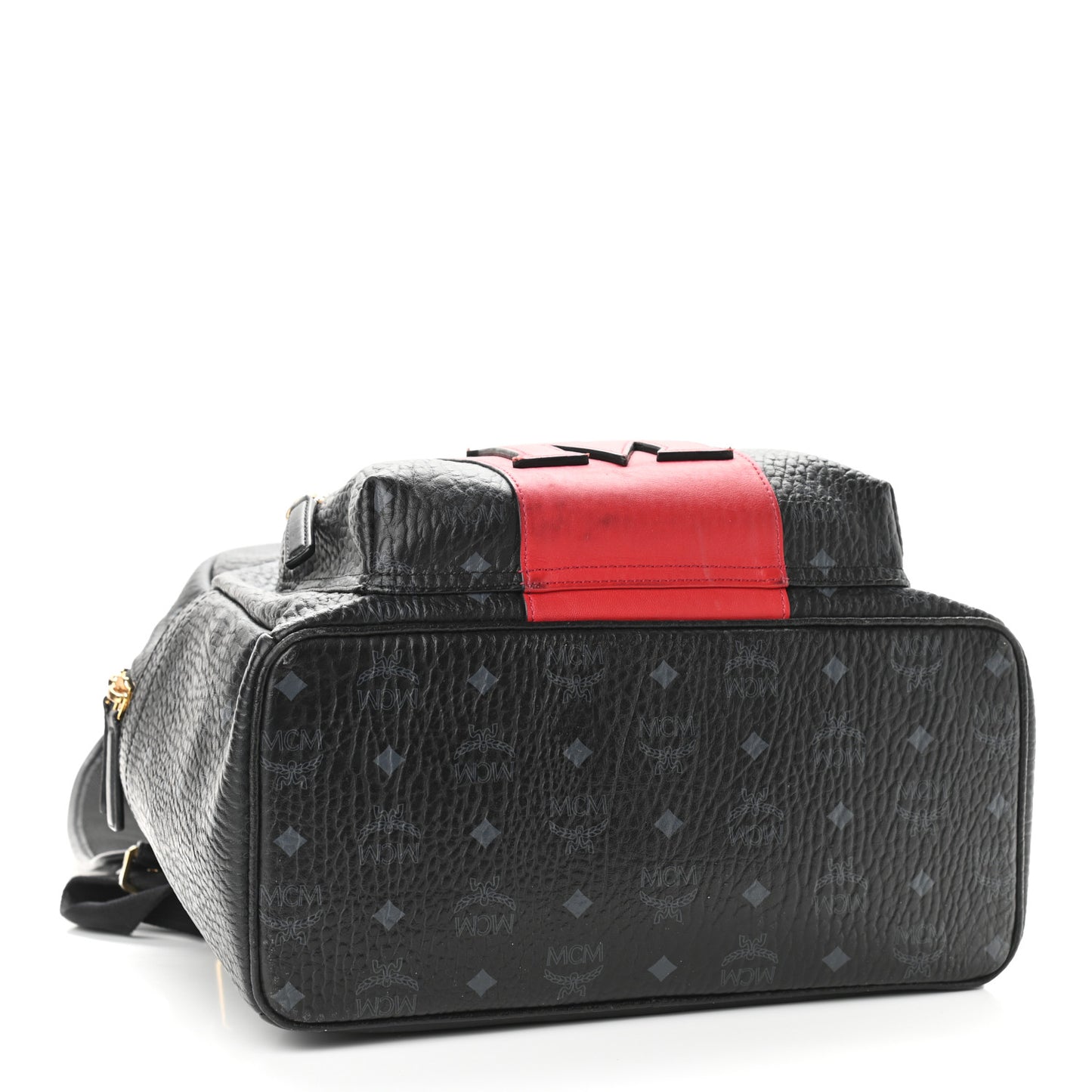 Visetos Medium Stark Logo Stripe Backpack Black Red