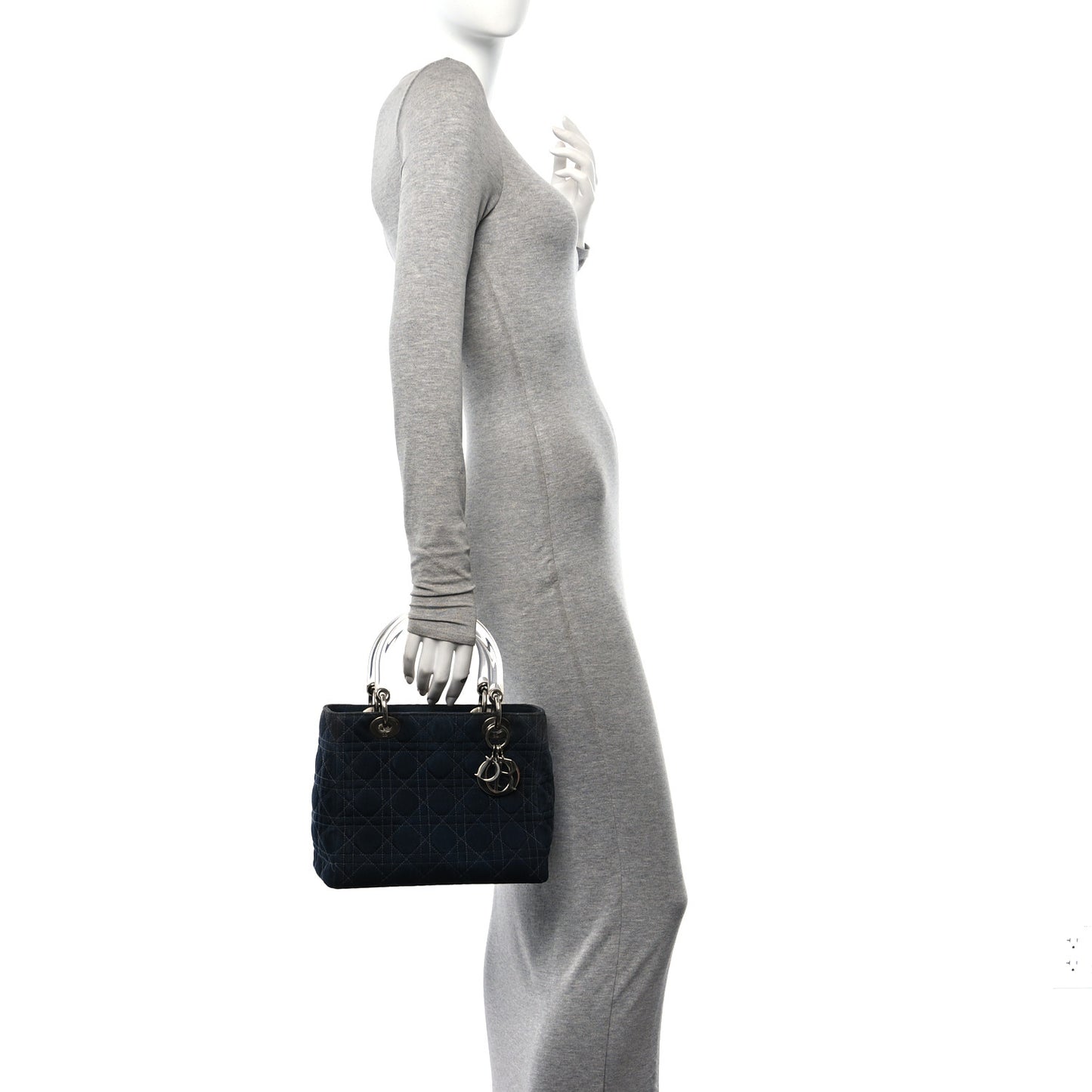 Denim Cannage Medium Lady Dior Blue