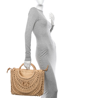 Valentino Garavani Raffia Calfskin Vlogo AllKnots Shopping Tote Natural 2 of 10