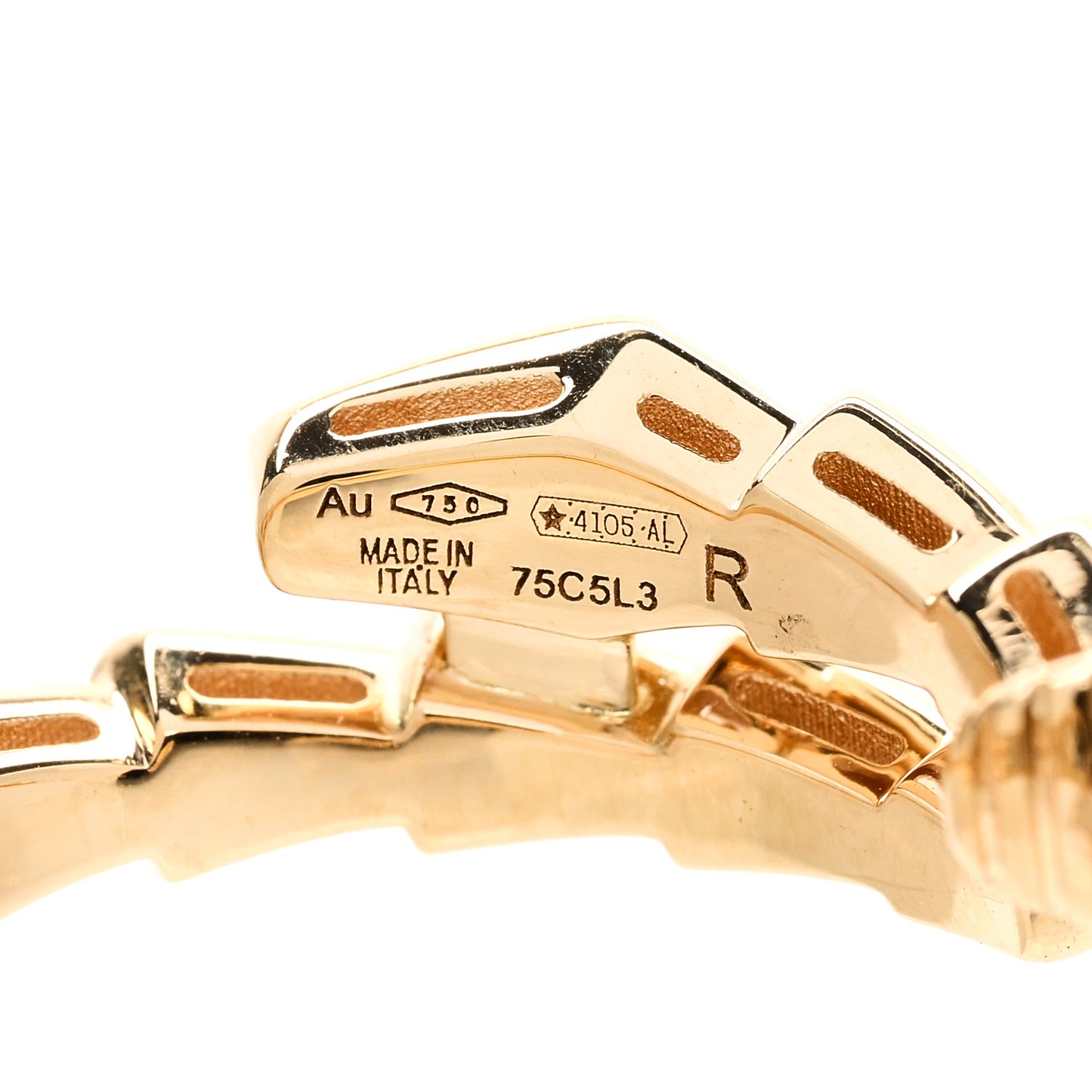 18K Yellow Gold Diamond Serpenti Viper Hoop Earrings