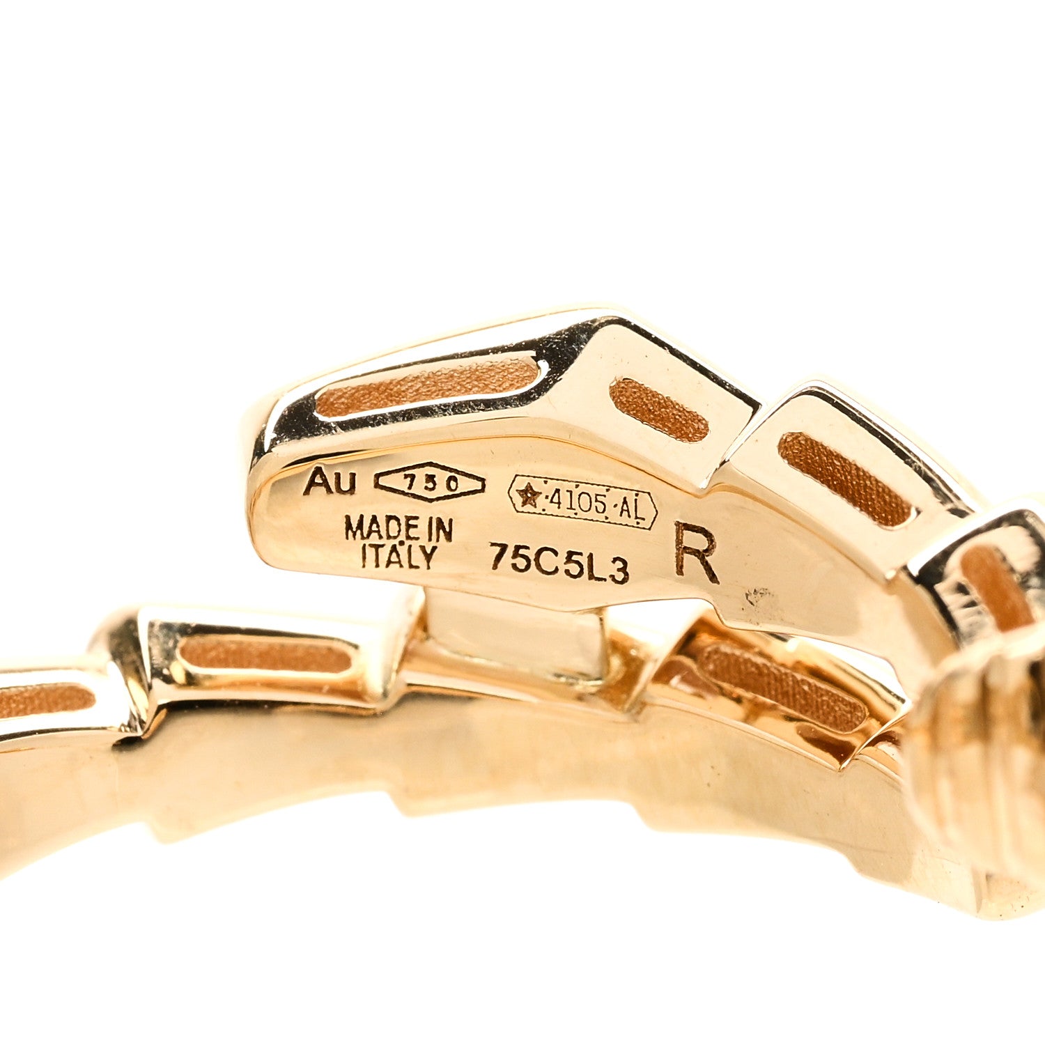 Bulgari 18K Yellow Gold Diamond Serpenti Viper Hoop Earrings 5 of 6