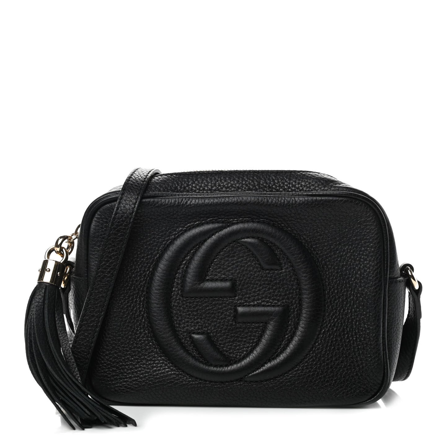 Pebbled Calfskin Small Soho Disco Bag Black