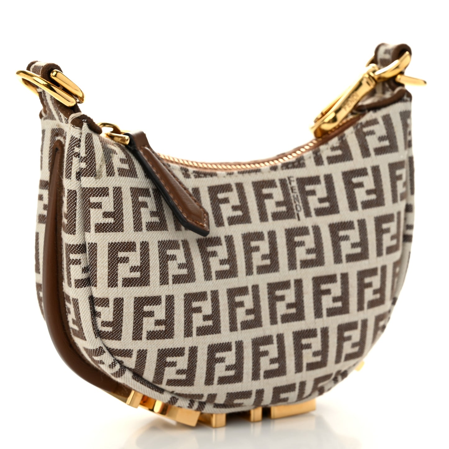 Fabric Jacquard FF 1974 Nano Fendigraphy Hobo Charm Beige