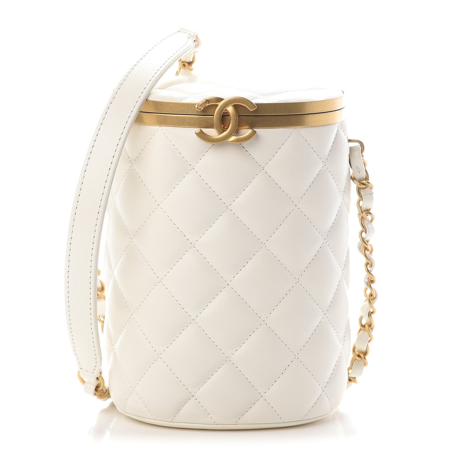 Chanel Lambskin Quilted Crown Box Bag White 1 of 9