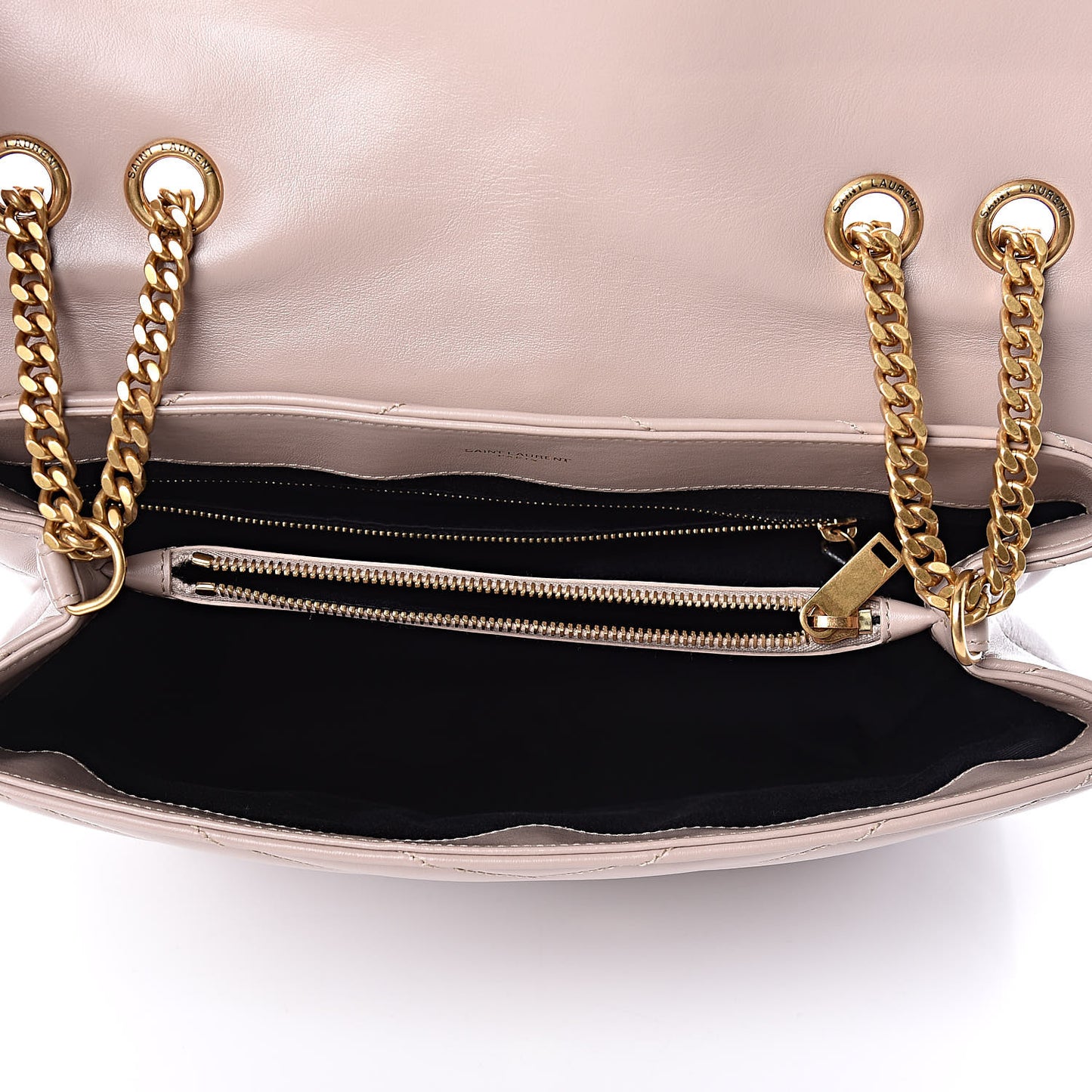 Calfskin Y Quilted Monogram Medium Loulou Chain Satchel Light Natural